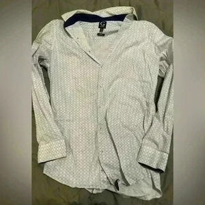 Men’s Grafton  dress shirt white and blue checkered pattern size medium slim